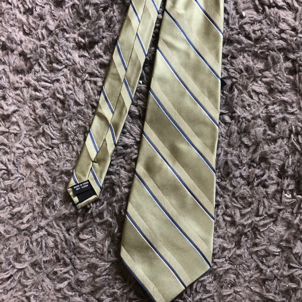 Men’s Green Tie with Blue and White Stripes